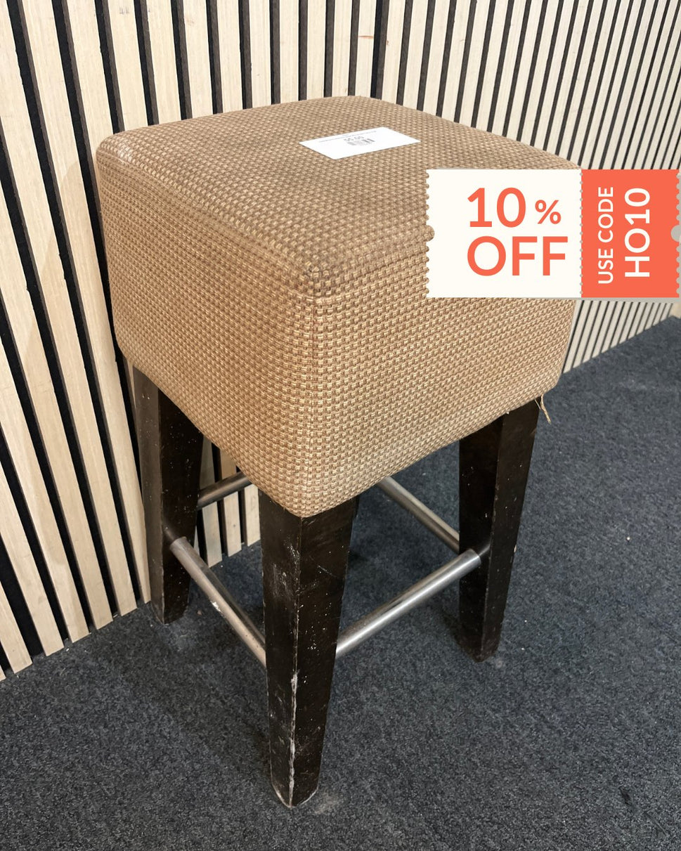 Solid Wood Framed Bar Stool With Brown Fabric 3126