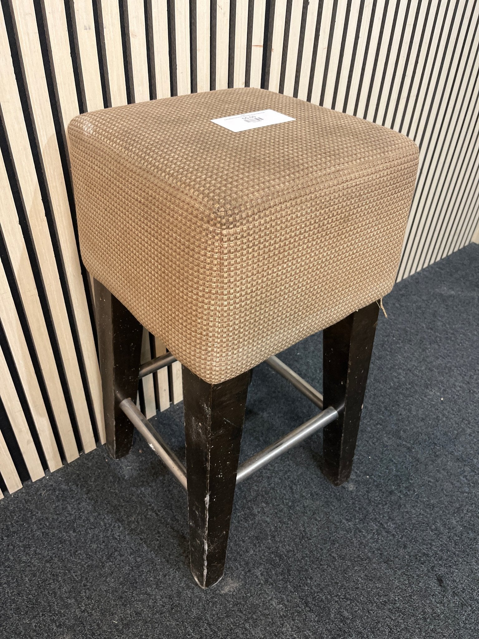 Solid Wood Framed Bar Stool With Brown Fabric 3126