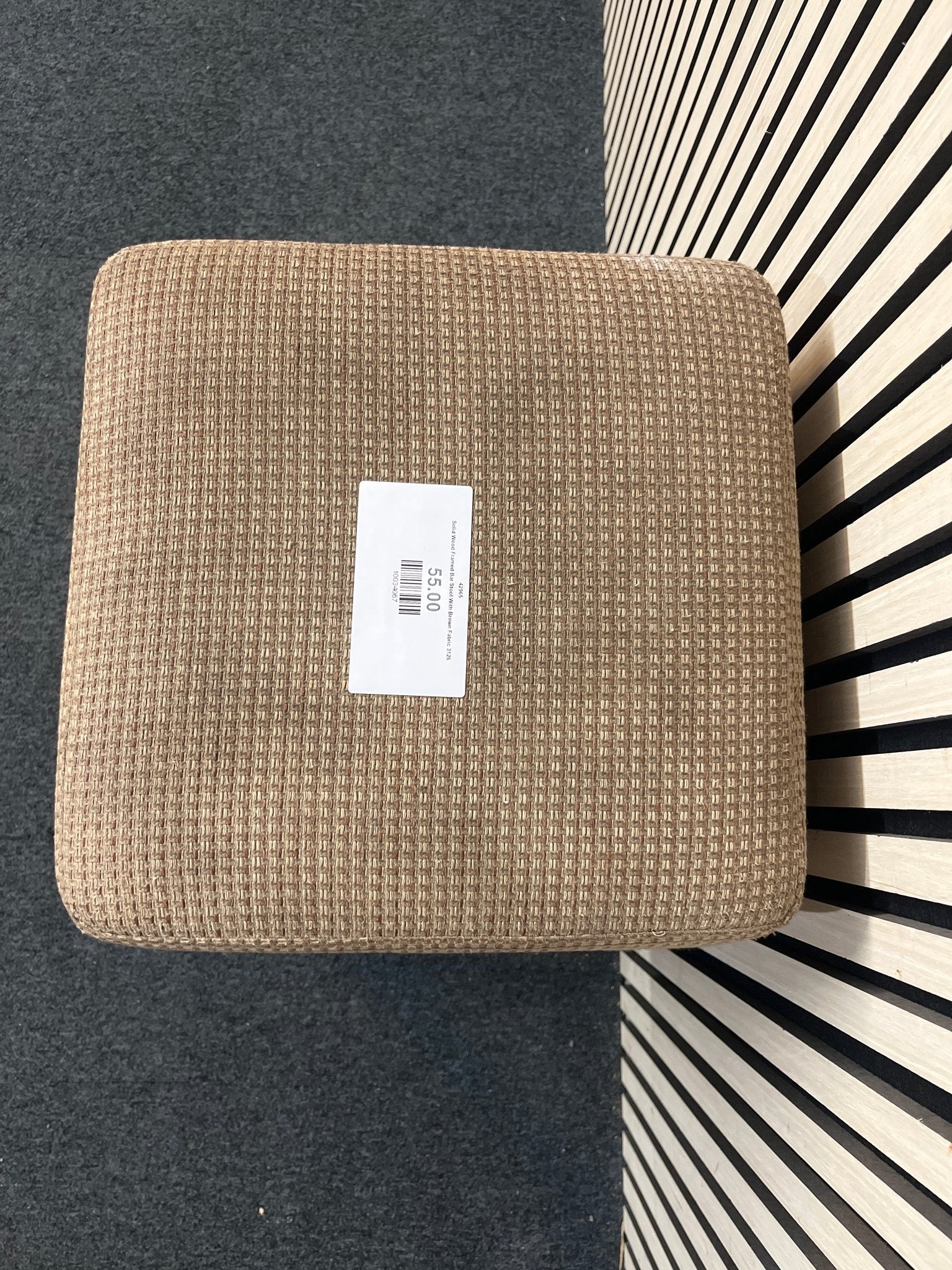 Solid Wood Framed Bar Stool With Brown Fabric 3126