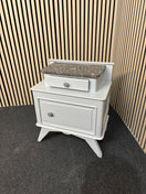 Light grey painted 1 door 1 drawer bedside locker with granite top 3126
