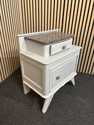 Light grey painted 1 door 1 drawer bedside locker with granite top 3126
