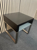 Low darkwood and glass side table 3126