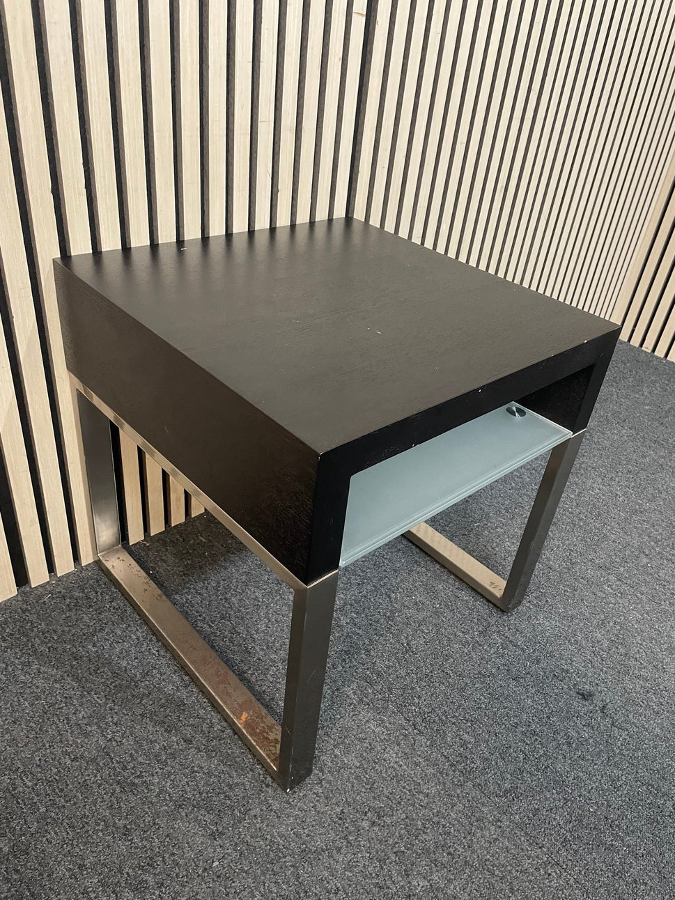 Low darkwood and glass side table 3126
