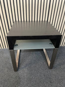 Low darkwood and glass side table 3126
