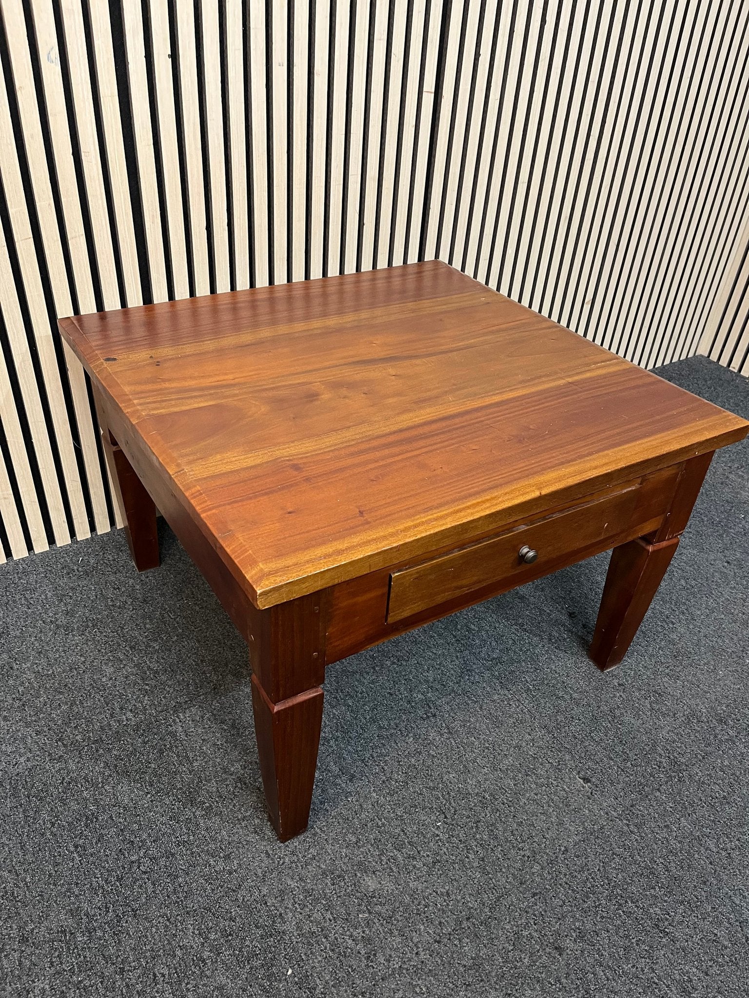Solid teak square lamp table with drawer (H 50 x W 75 x D 75 cm) 3126