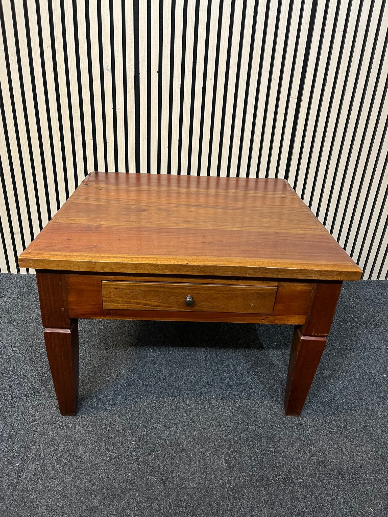 Solid teak square lamp table with drawer (H 50 x W 75 x D 75 cm) 3126