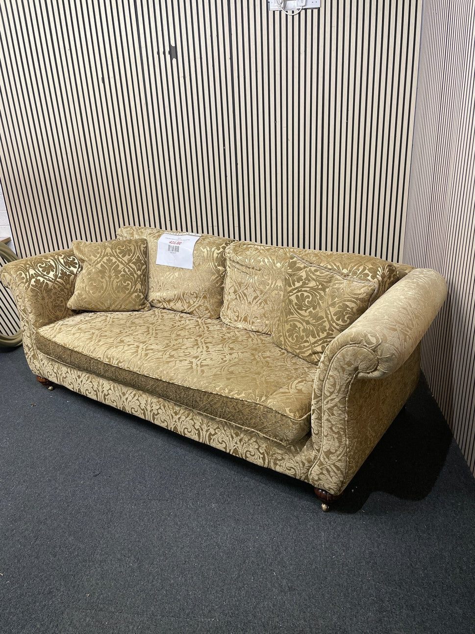 Gold floral fabric 3 seater sofa (230 cm) 3126