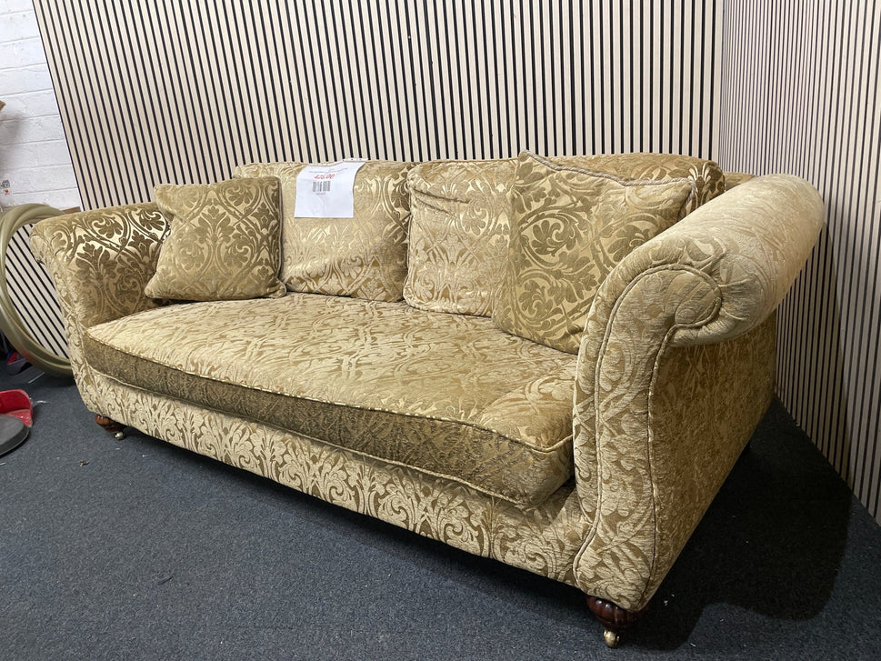 Gold floral fabric 3 seater sofa (230 cm) 3126