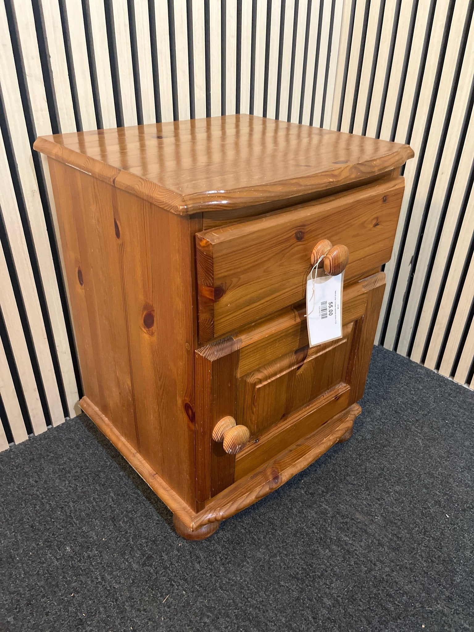 Natural pine 1 drawer bedside locker 3126
