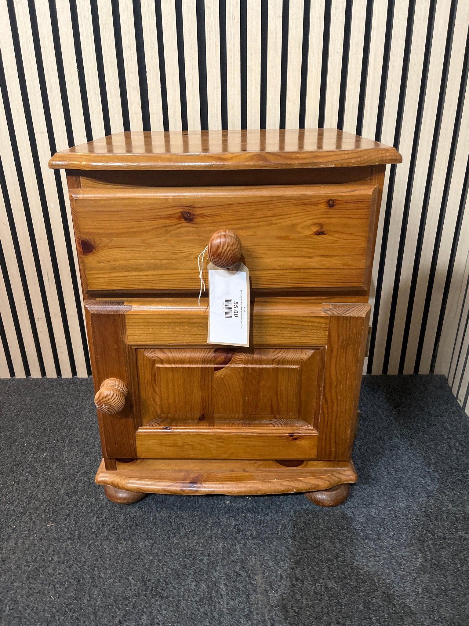 Natural pine 1 drawer bedside locker 3126