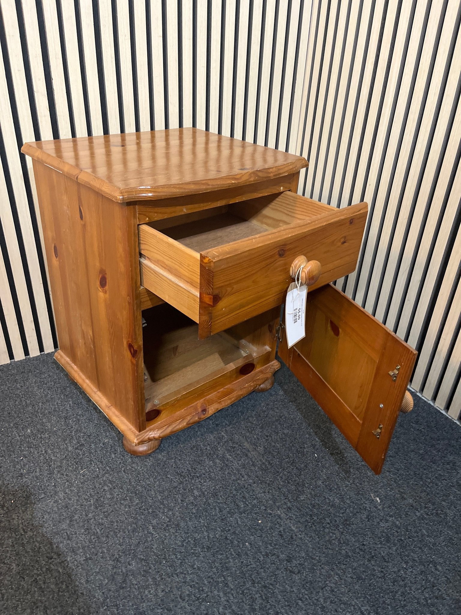 Natural pine 1 drawer bedside locker 3126