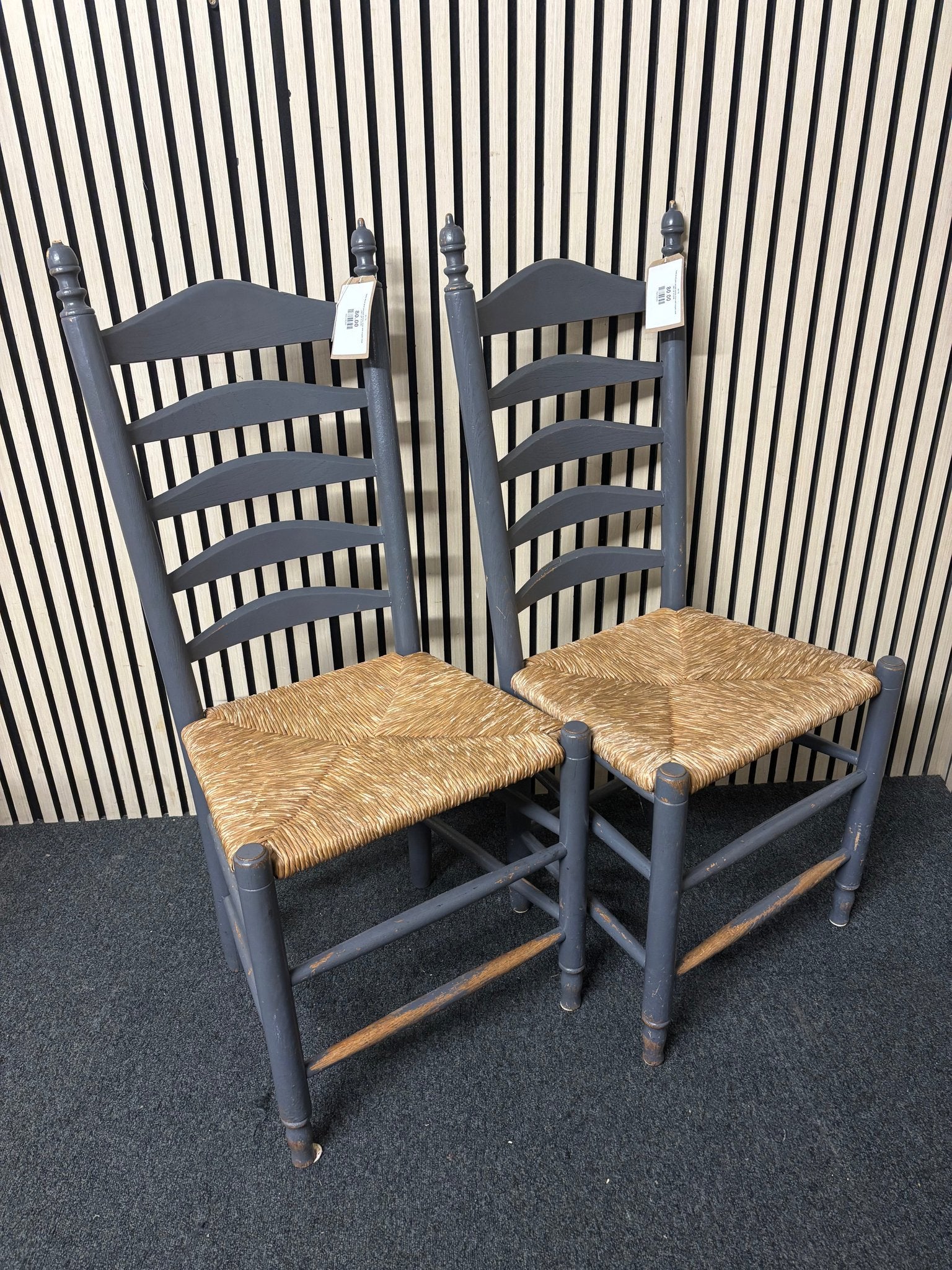 Solid wood grey painted dining chair with sugain seat (SET OF 2) 2226