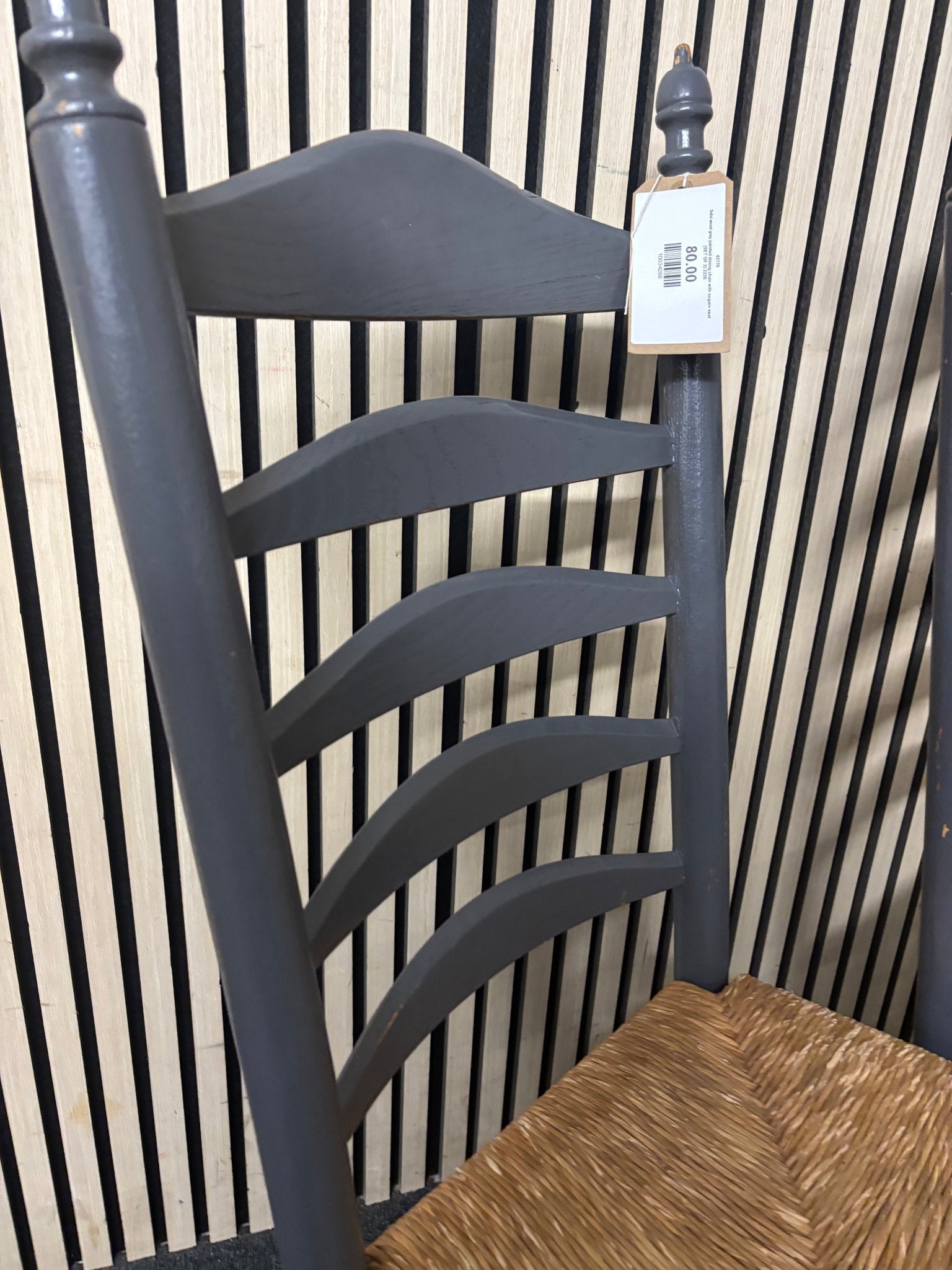 Solid wood grey painted dining chair with sugain seat (SET OF 2) 2226
