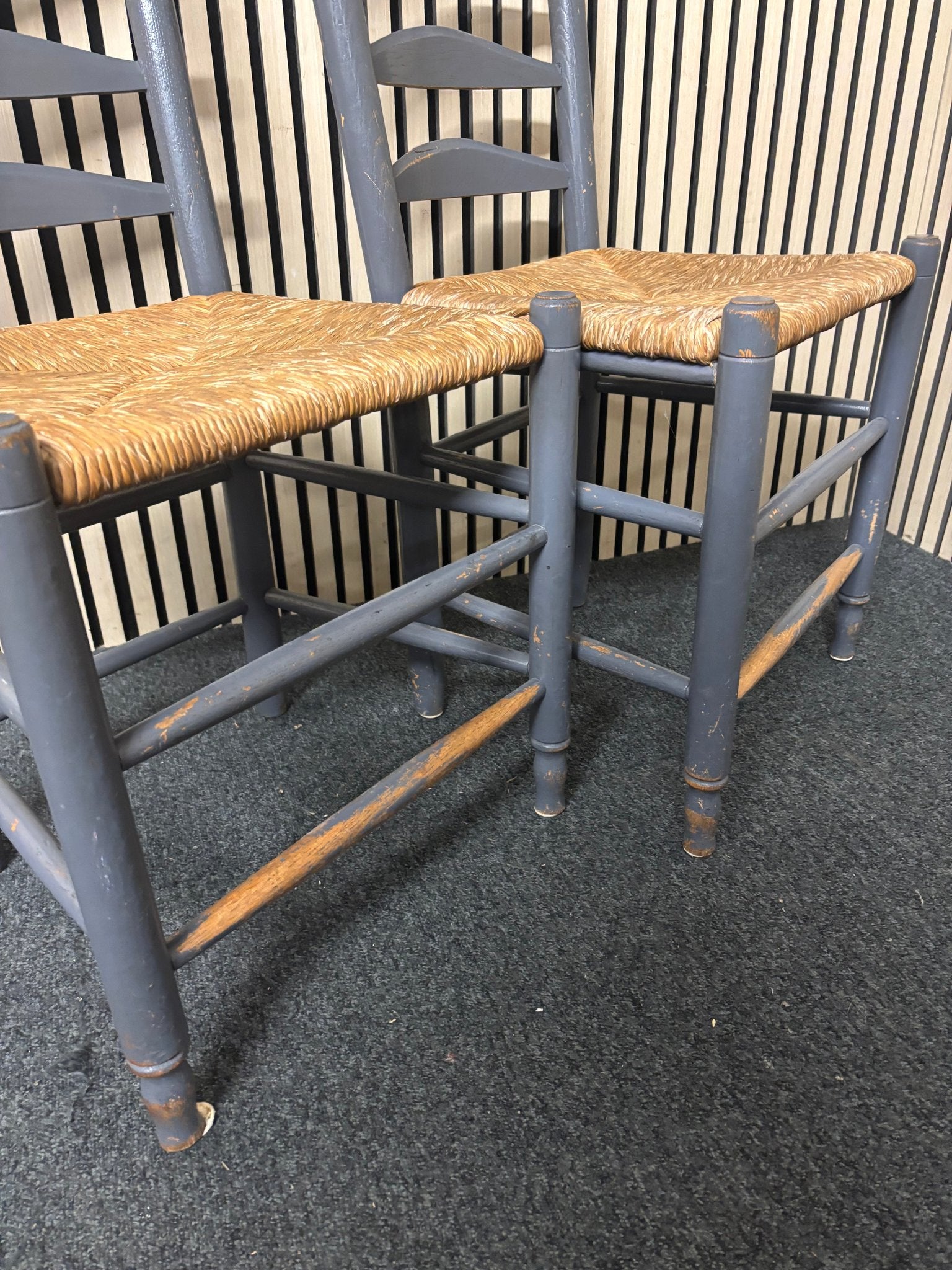 Solid wood grey painted dining chair with sugain seat (SET OF 2) 2226
