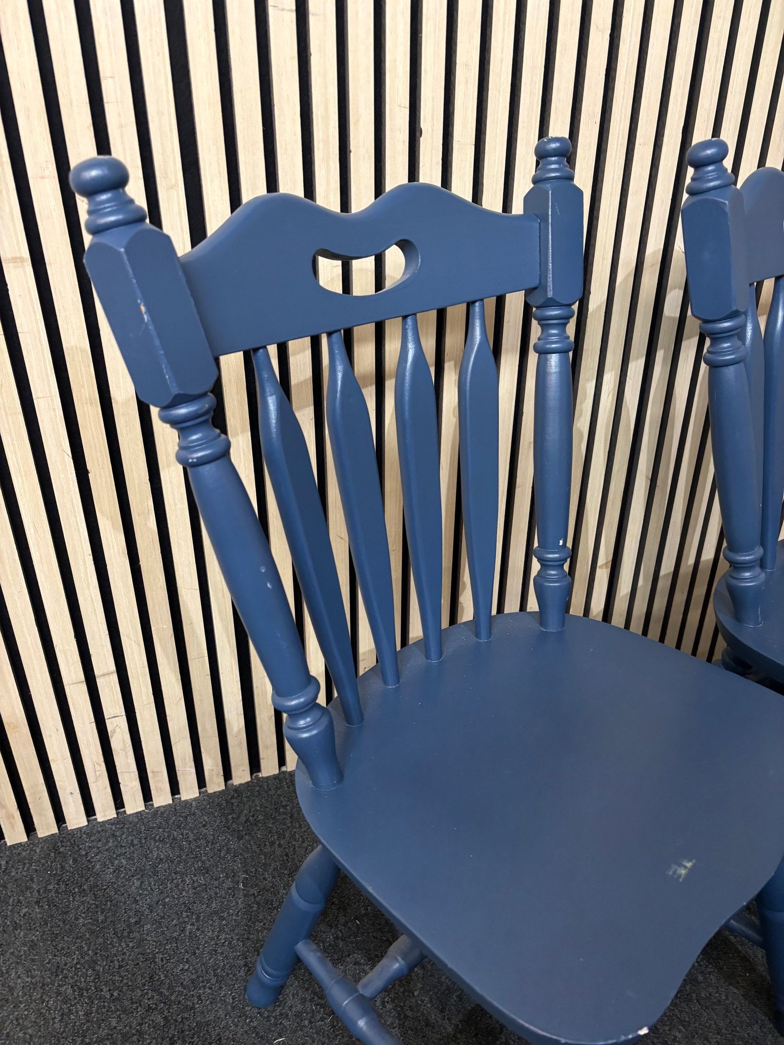 Solid wooden framed blue painted kitchen chair (SET OF 2) 2226