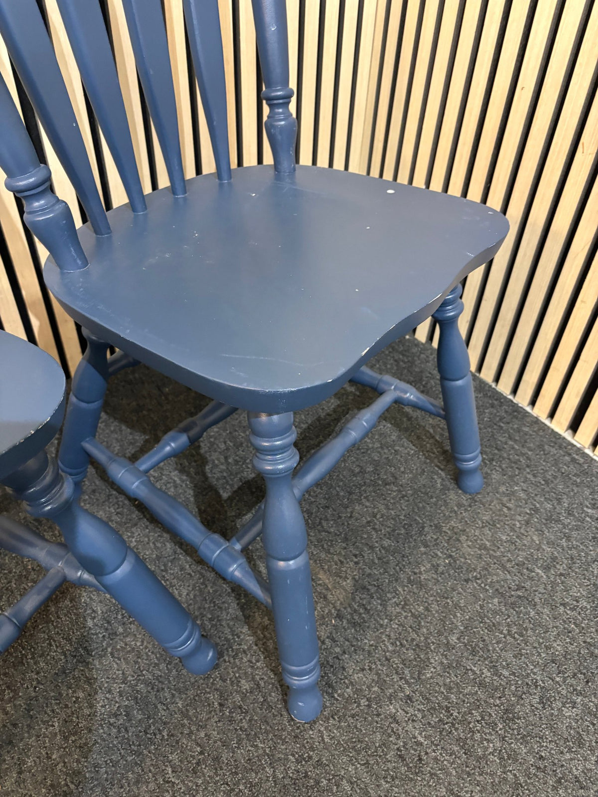 Solid wooden framed blue painted kitchen chair (SET OF 2) 2226