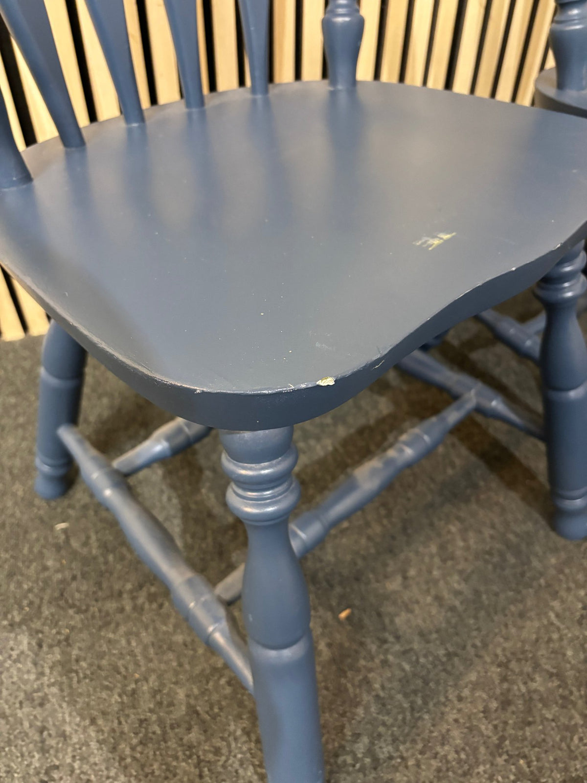 Solid wooden framed blue painted kitchen chair (SET OF 2) 2226