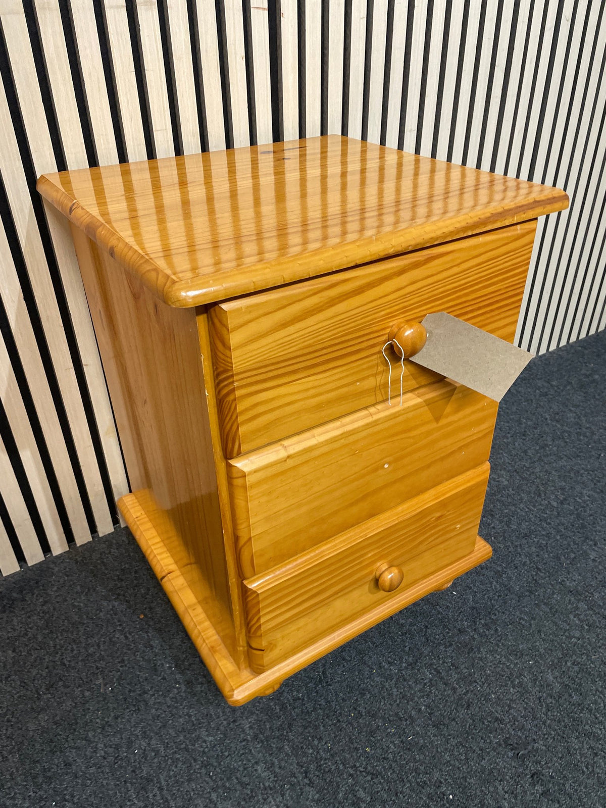 3 drawer solid pine bedside locker 2226