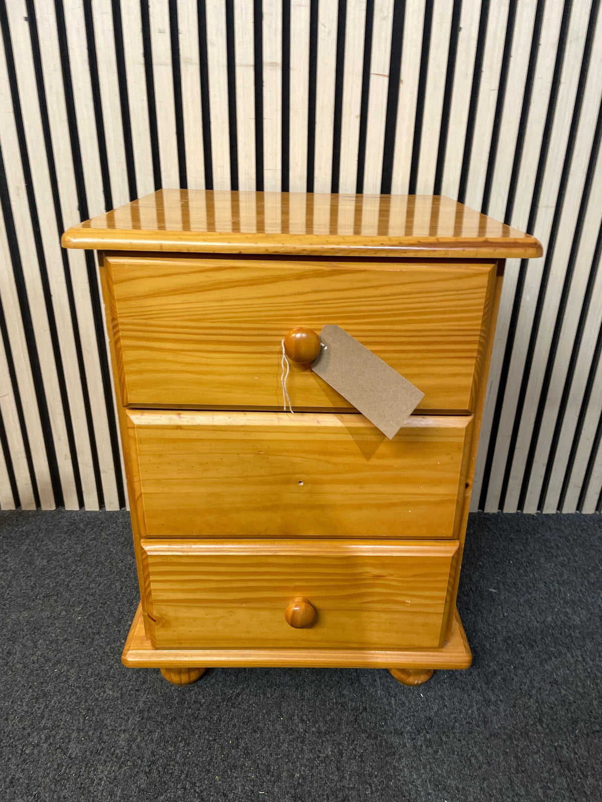 3 drawer solid pine bedside locker 2226