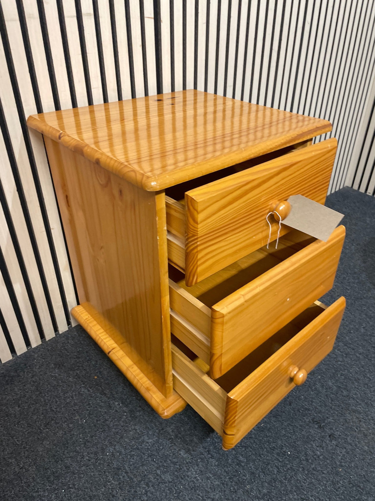 3 drawer solid pine bedside locker 2226