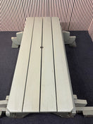 Large solid wood table bench combo with green pastel weather coat (width 165 cm) 43524