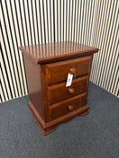 Solid wood dark stained 3 drawer bedside locker 43816