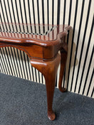 Dark wood glass top console table (H 67 x W 120 x D 40 cm) 43817