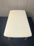 Large solid wood cream painted extendable dining table with glass top (L 163 x W 95 cm) 43833