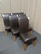 Dark Brown Leatherette dining chairs with oak frame (SET OF 6) 44145