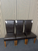 Dark Brown Leatherette dining chairs with oak frame (SET OF 6) 44145