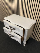 Ornate 2 drawer low white painted chest of drawers 44254