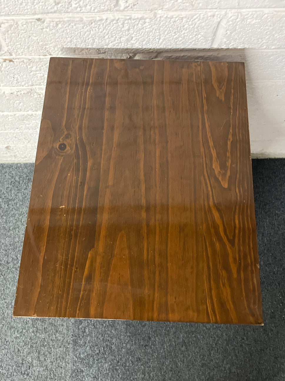 Dark wood stained 3 drawer bedside locker 1225