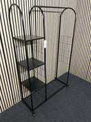 Black metal clothes rack and shelf unit (H 170 x W 107 x D 36 cm) 44324