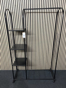 Black metal clothes rack and shelf unit (H 170 x W 107 x D 36 cm) 44324