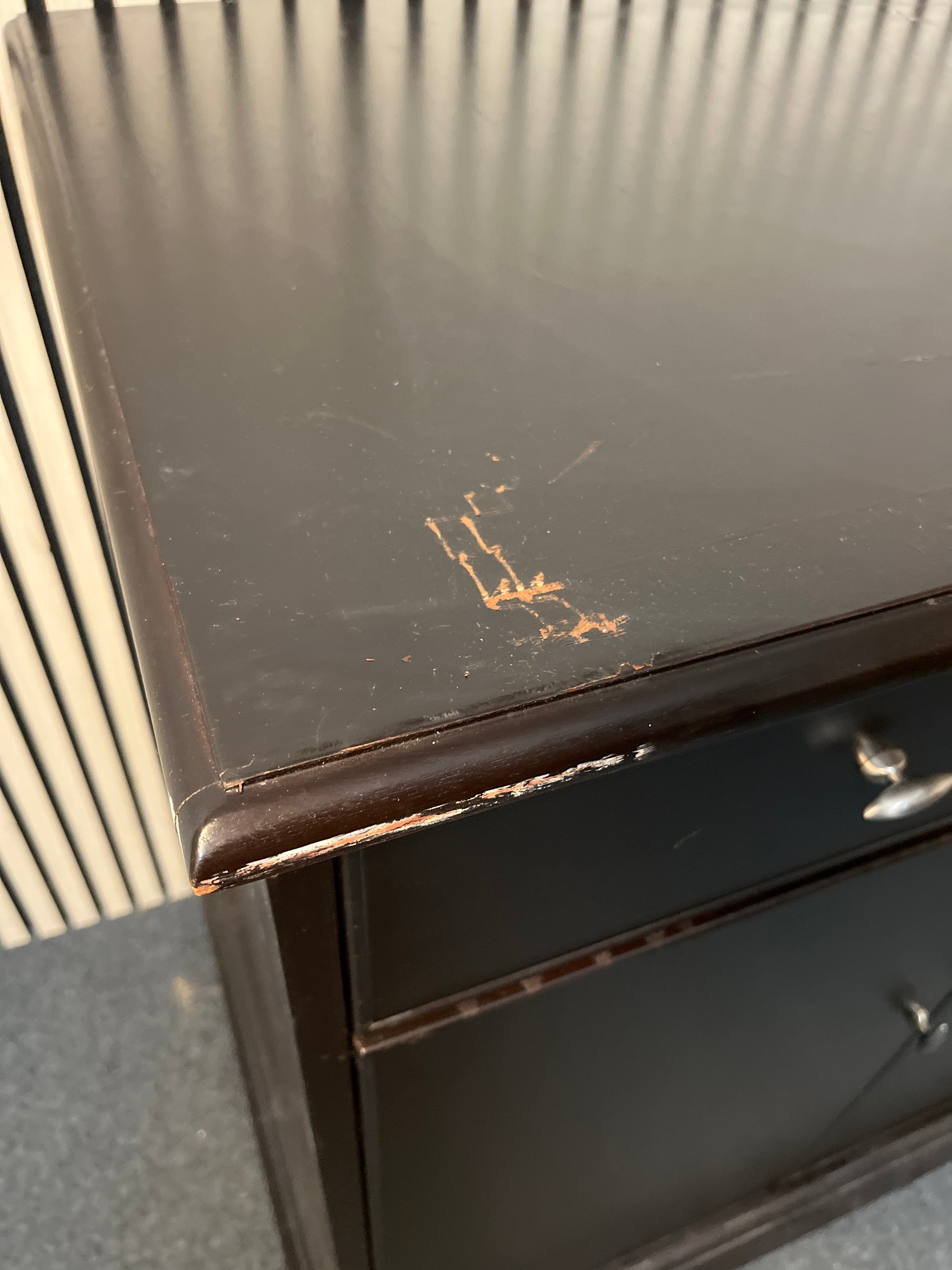 Black laminate 2 drawer 2 door sideboard (H 101 x W 89 x D 61 cm) 2425