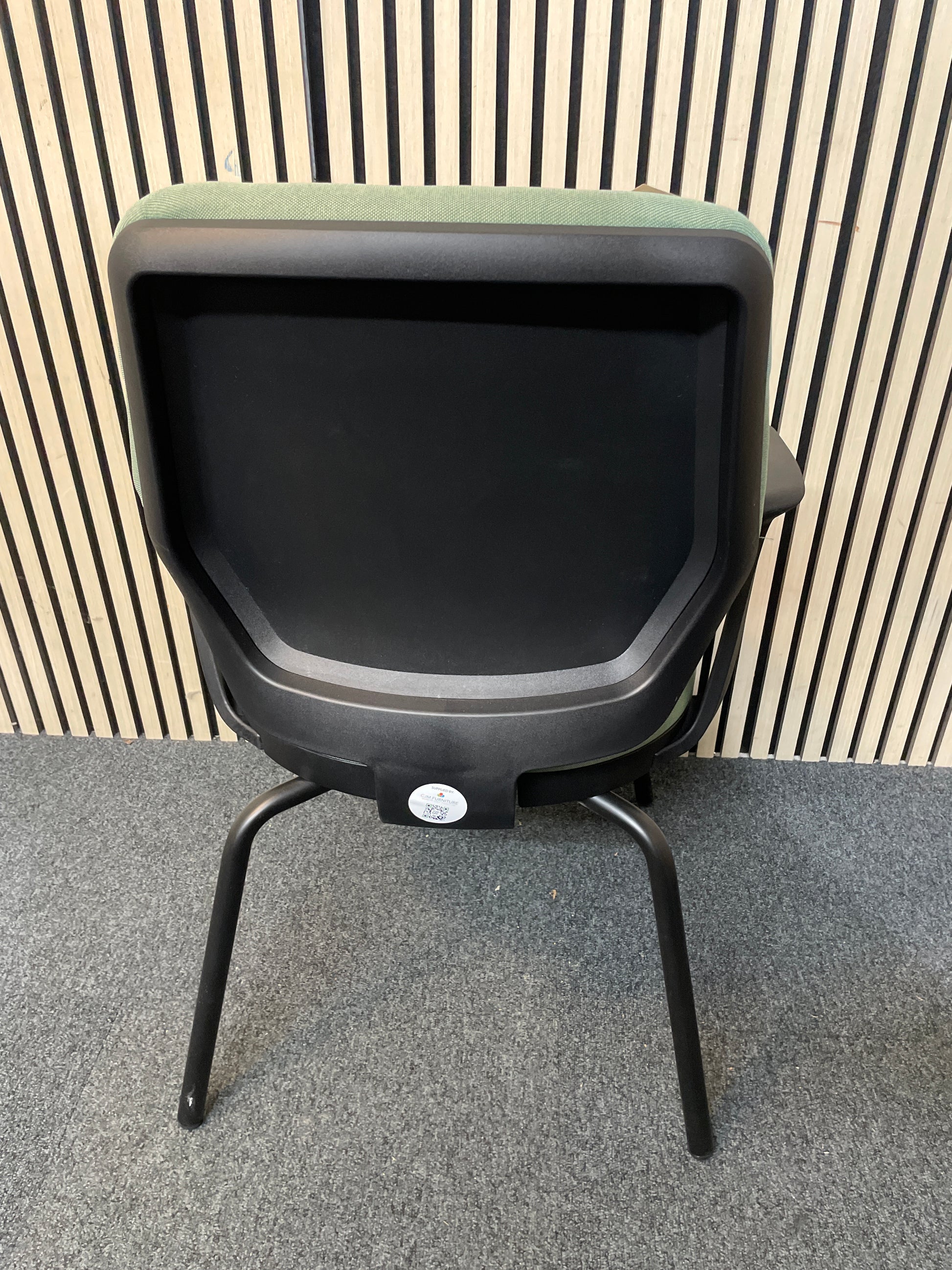 Pawd jade green fabric meeting chair with fixed arms and cantilever frame