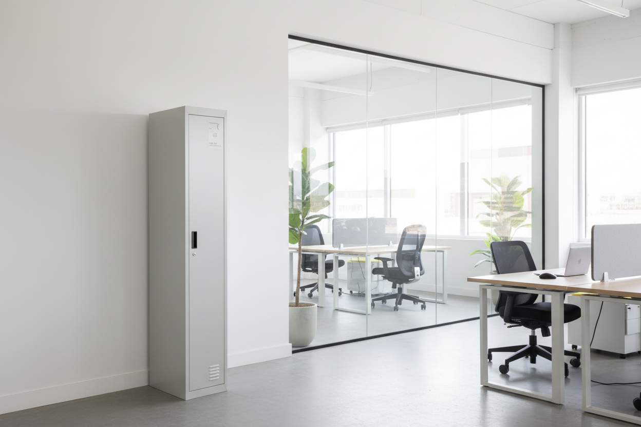 NEW 1 door personal locker, grey metal with keys 180Hx305Wx450D. PRICE INC VAT