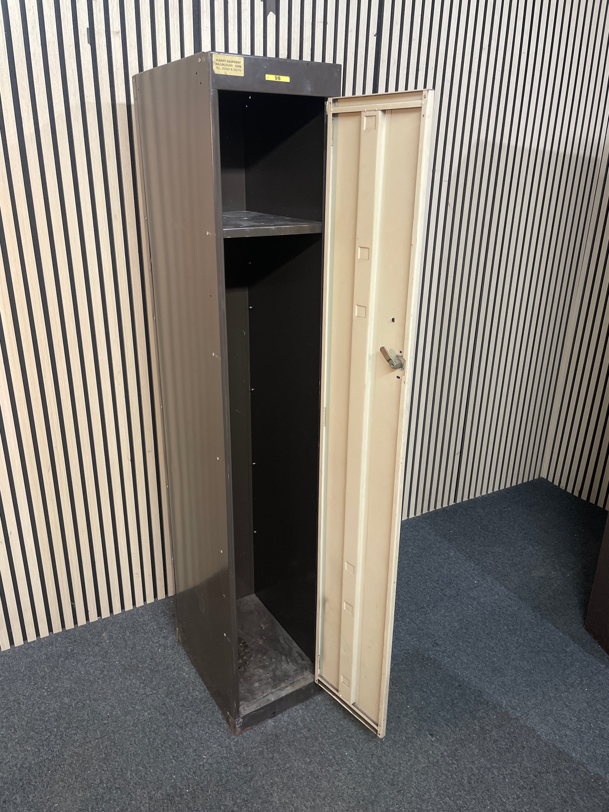 Coffee and cream metal frame single door locker (WITH KEY) (H 170 x W 45 x D 30 cm)