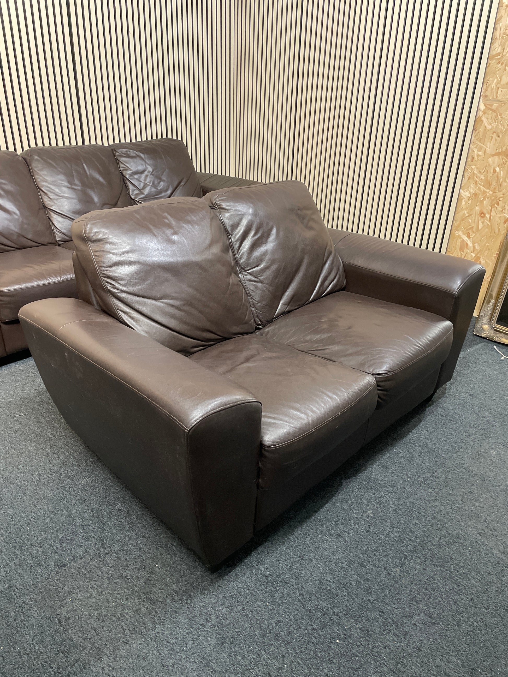 3+2 Leather Sofa Suite Brown 1126