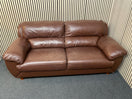 Large 3 seater dark borwn leather sofa with cushioned armrests 190Wx90D 44471