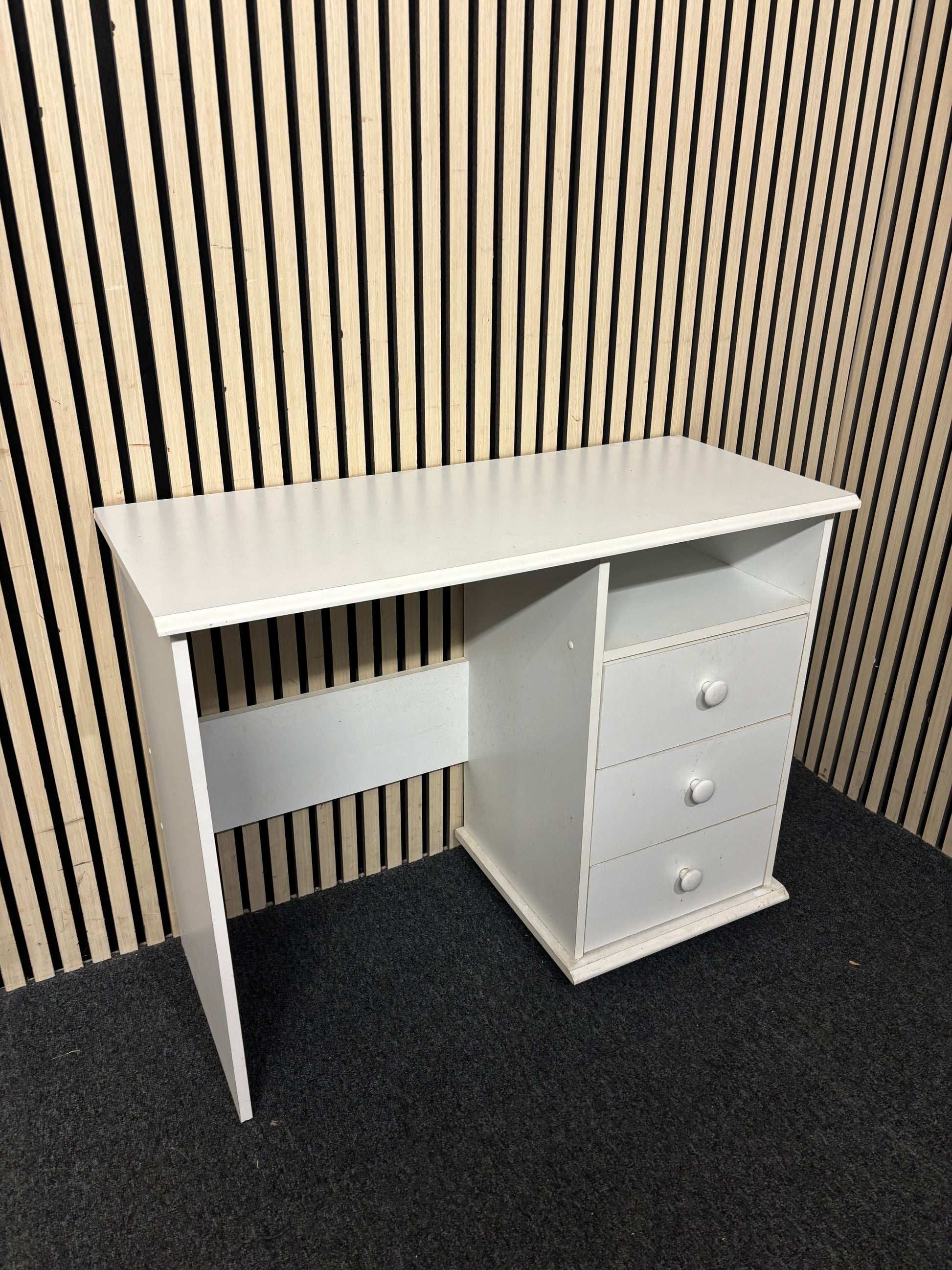 White painted wooden 3 drawer study desk 43616