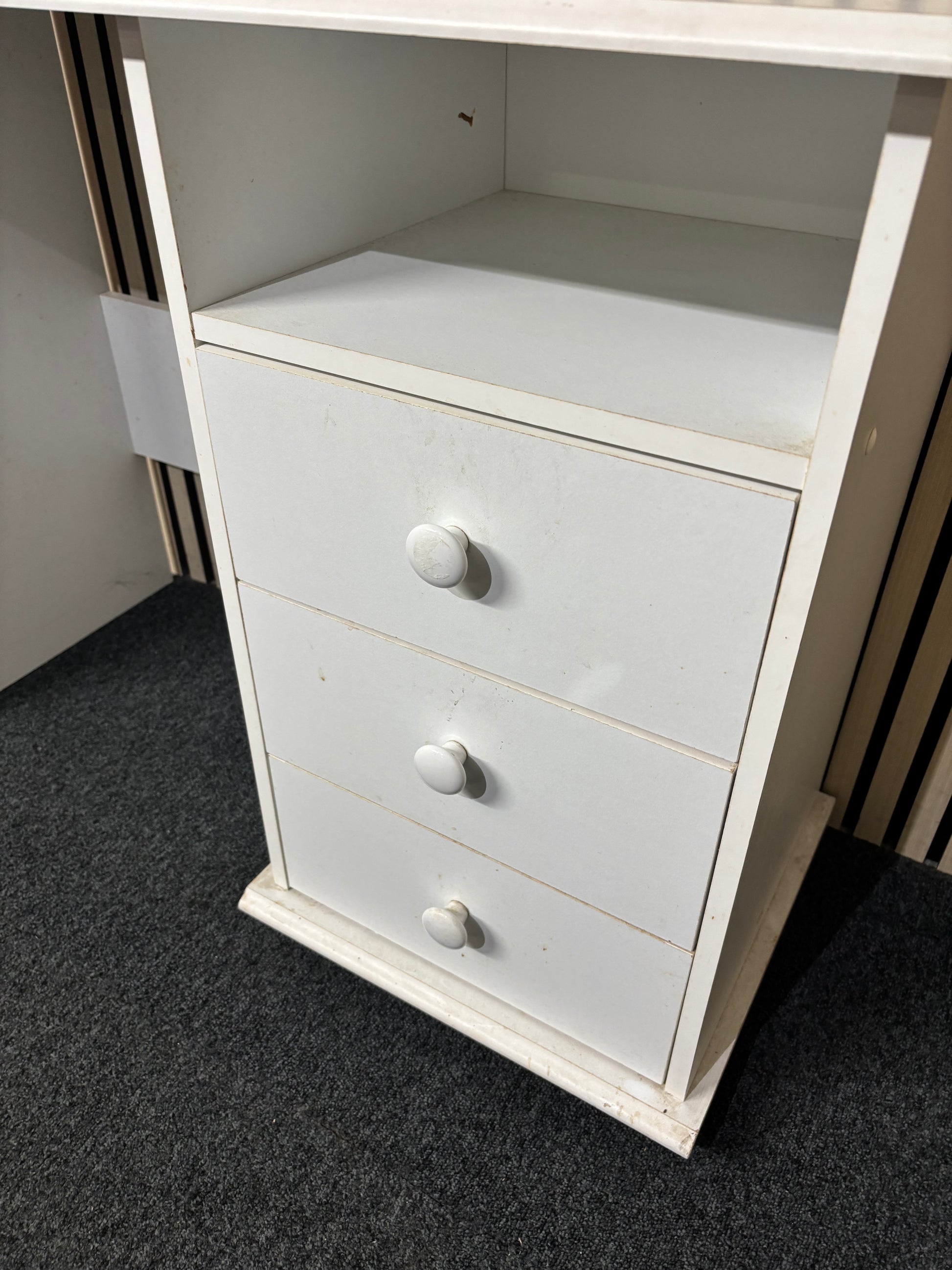 White painted wooden 3 drawer study desk 43616