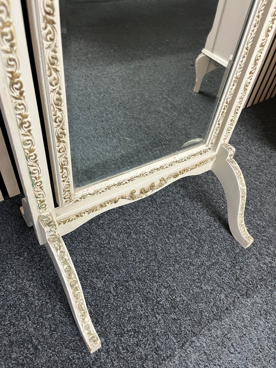 Ornate white cheval mirror 2325