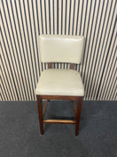White leather high back breakfast bar stool with walnut frame 44615