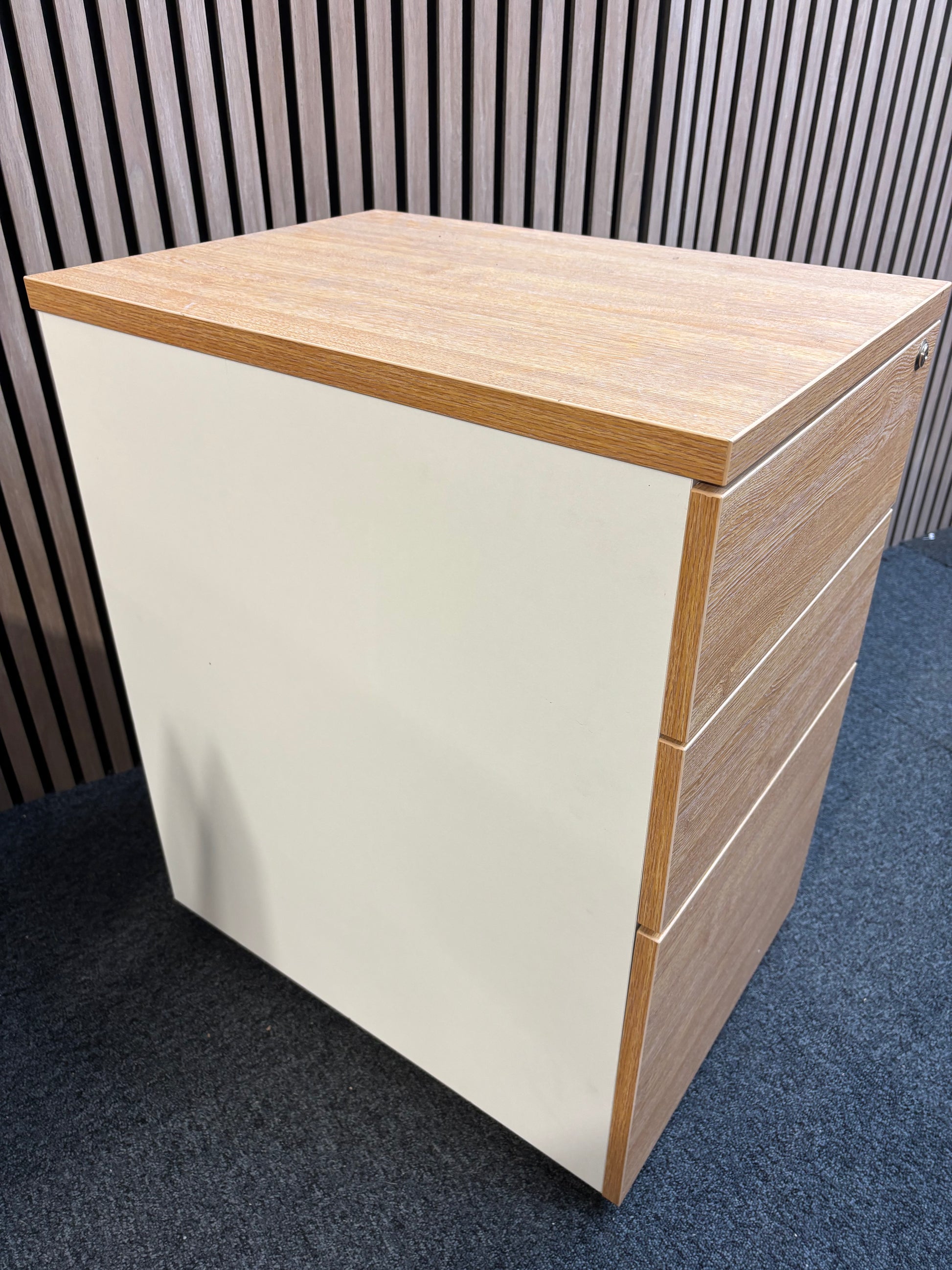 Wooden 600 desk high pedestal (600mm deep) - Oak/White