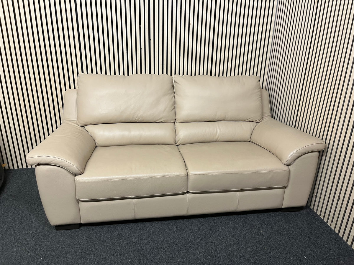 Soft cream leather two seater sofa 44370