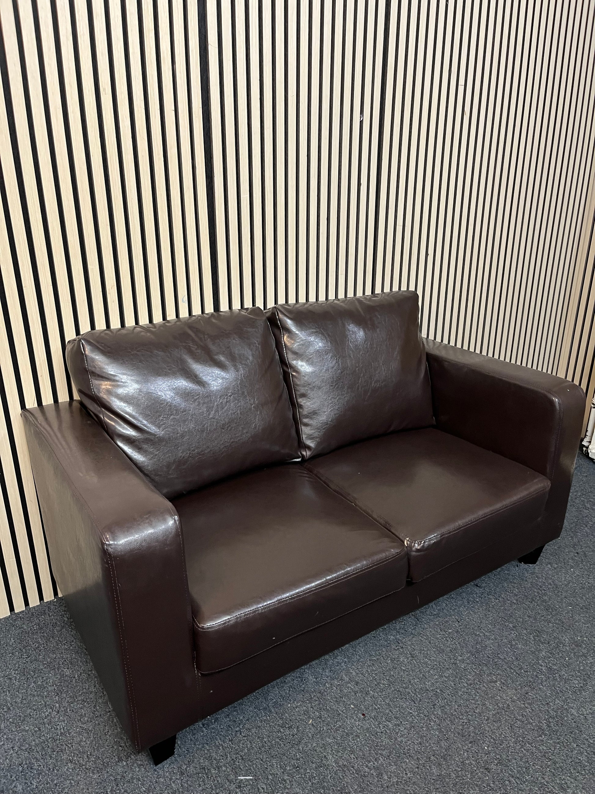 2 seater dark brown PU leatherette sofa 1126
