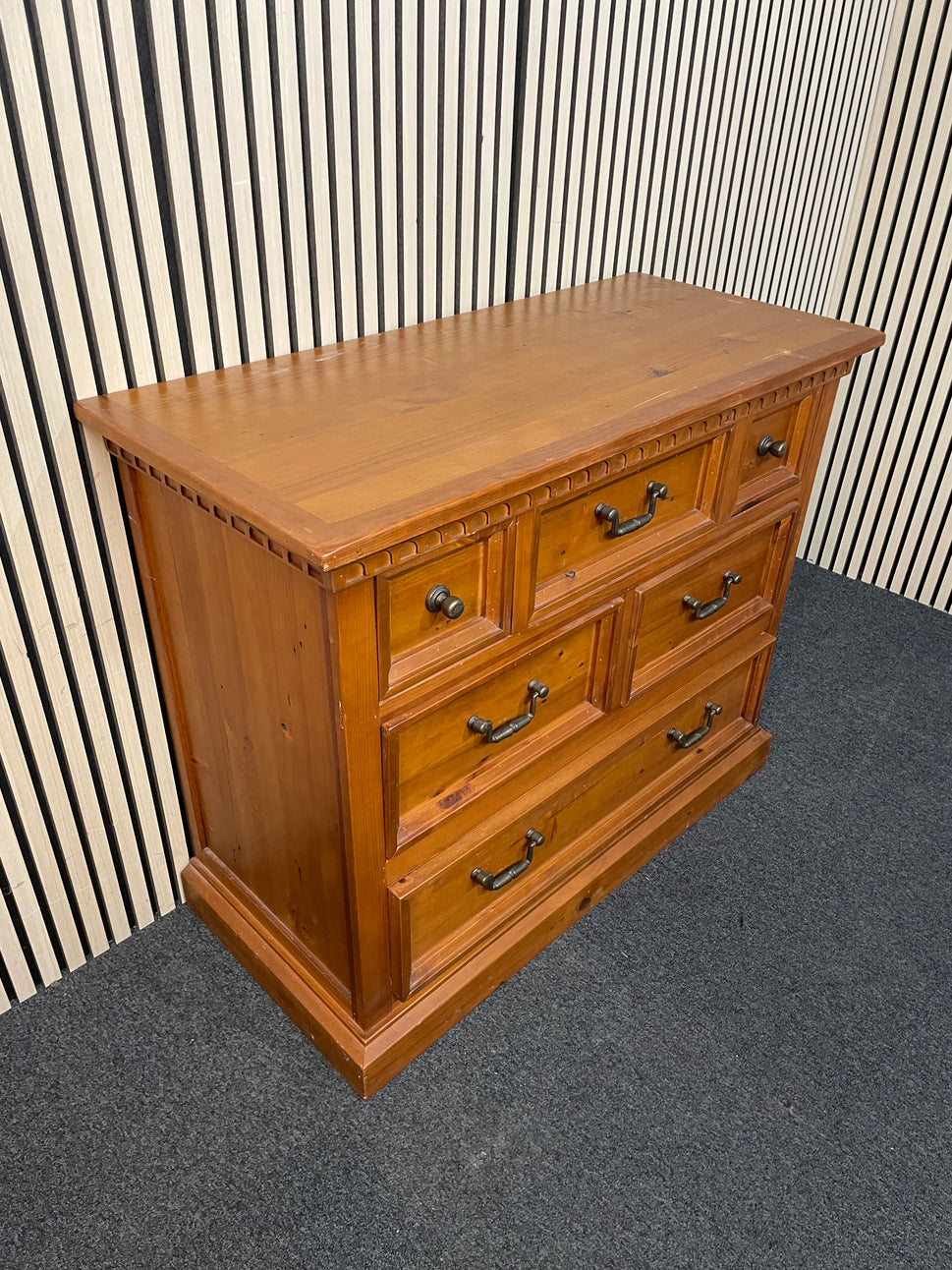 Solid natural pine 1+2+3 large chest of drawers (H 91 x W 110 x D 50 cm) 2425