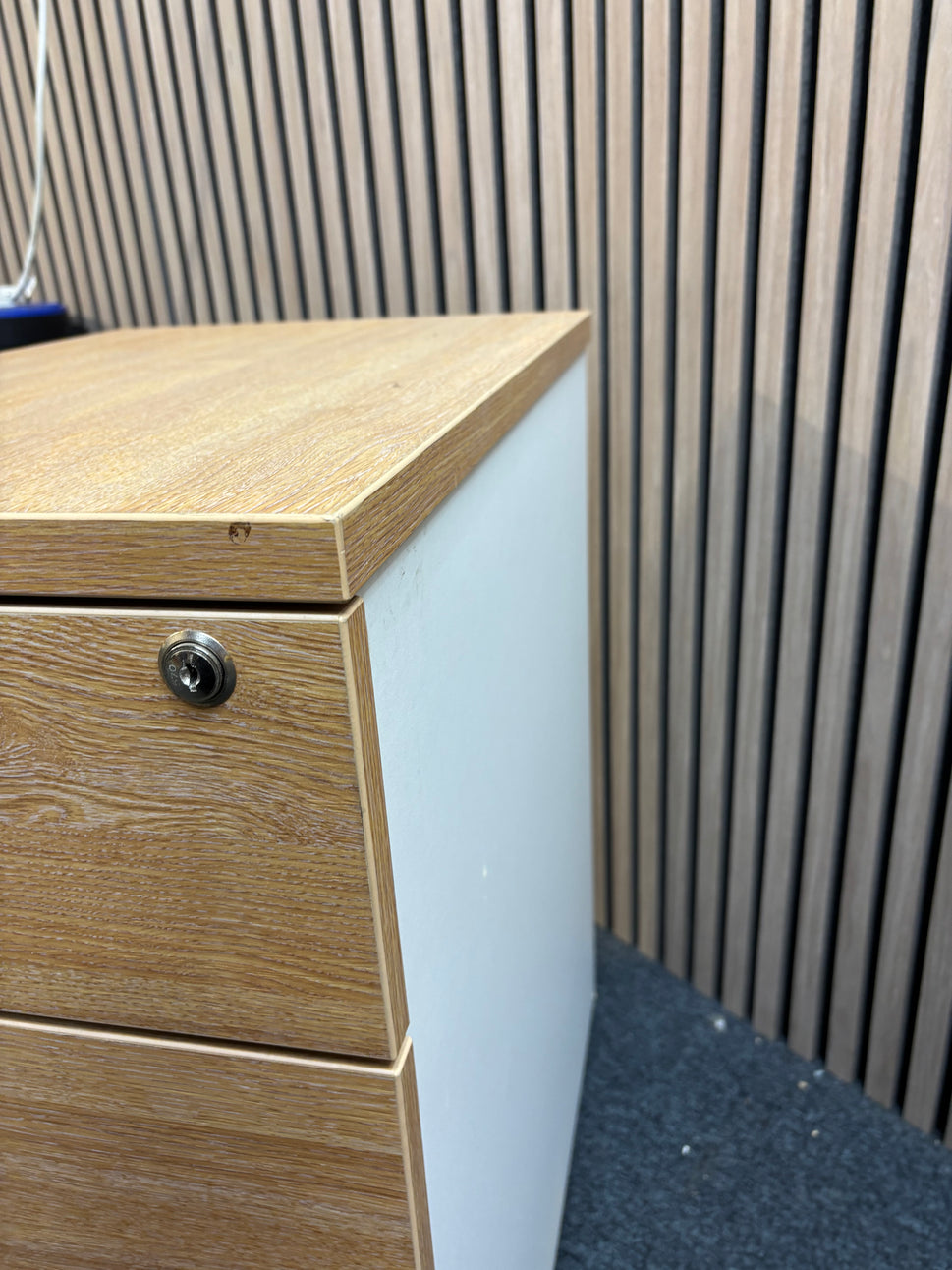 Wooden 600 desk high pedestal (600mm deep) - Oak/White