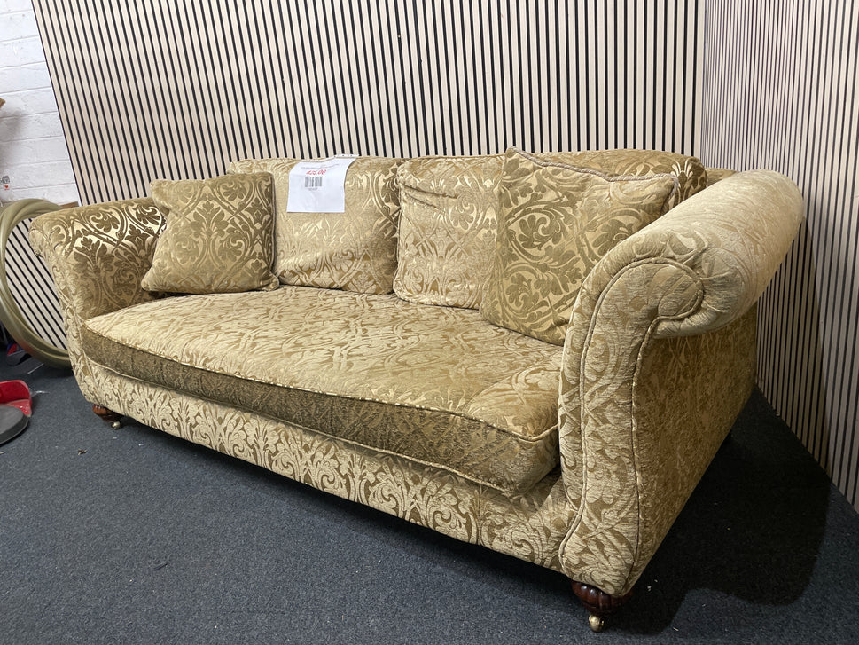 Gold floral fabric 3 seater sofa (230 cm) 3126